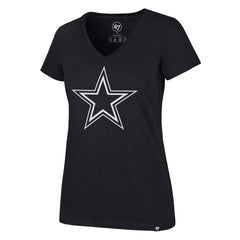 Playera '47 Brand  Azul Marino Dallas Cowboys Mujer 'Logo Outline V-Neck