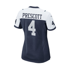 Jersey NFL Dallas Cowboys Dak Prescott #4 Nike Alternate Throwback  Color Azul Marino y Blanco para Mujer