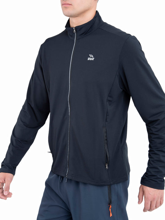 Chaqueta tejida para hombre sin capucha negra