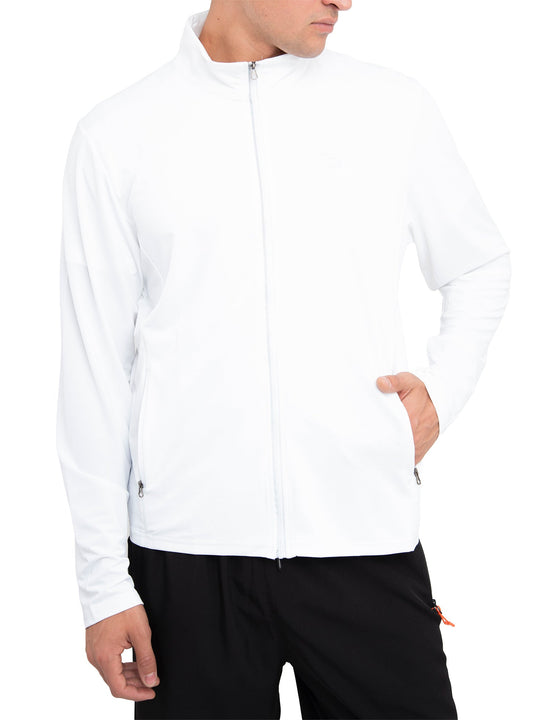 Chaqueta tejida para hombre sin capucha blanca