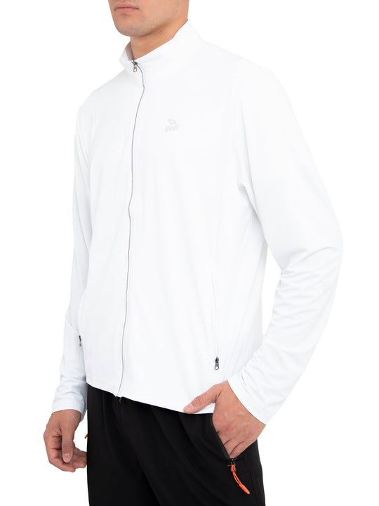 Chaqueta tejida para hombre sin capucha blanca