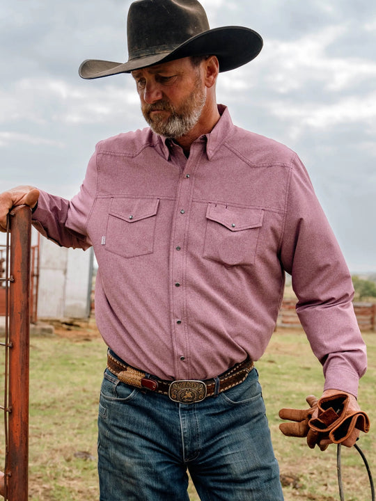 Maroon Pearl Snap Shirt | Long Sleeve-GameGuard