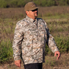 GameGuard Digital Explorer Shirt | Long Sleeve-GameGuard- man hunting in the woods, during a dove hunt, blending in with the brush and staying protected against the sun